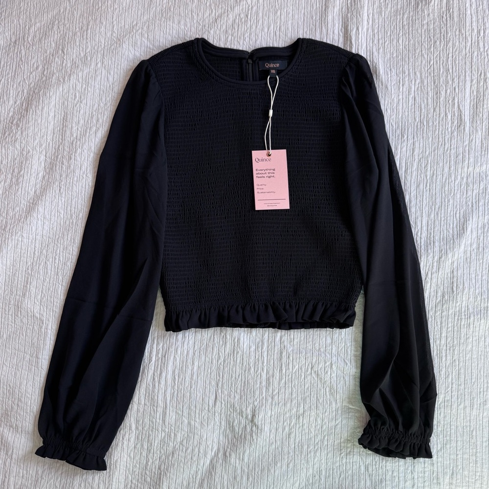 Quince Chiffon Smocked Crop Blouse